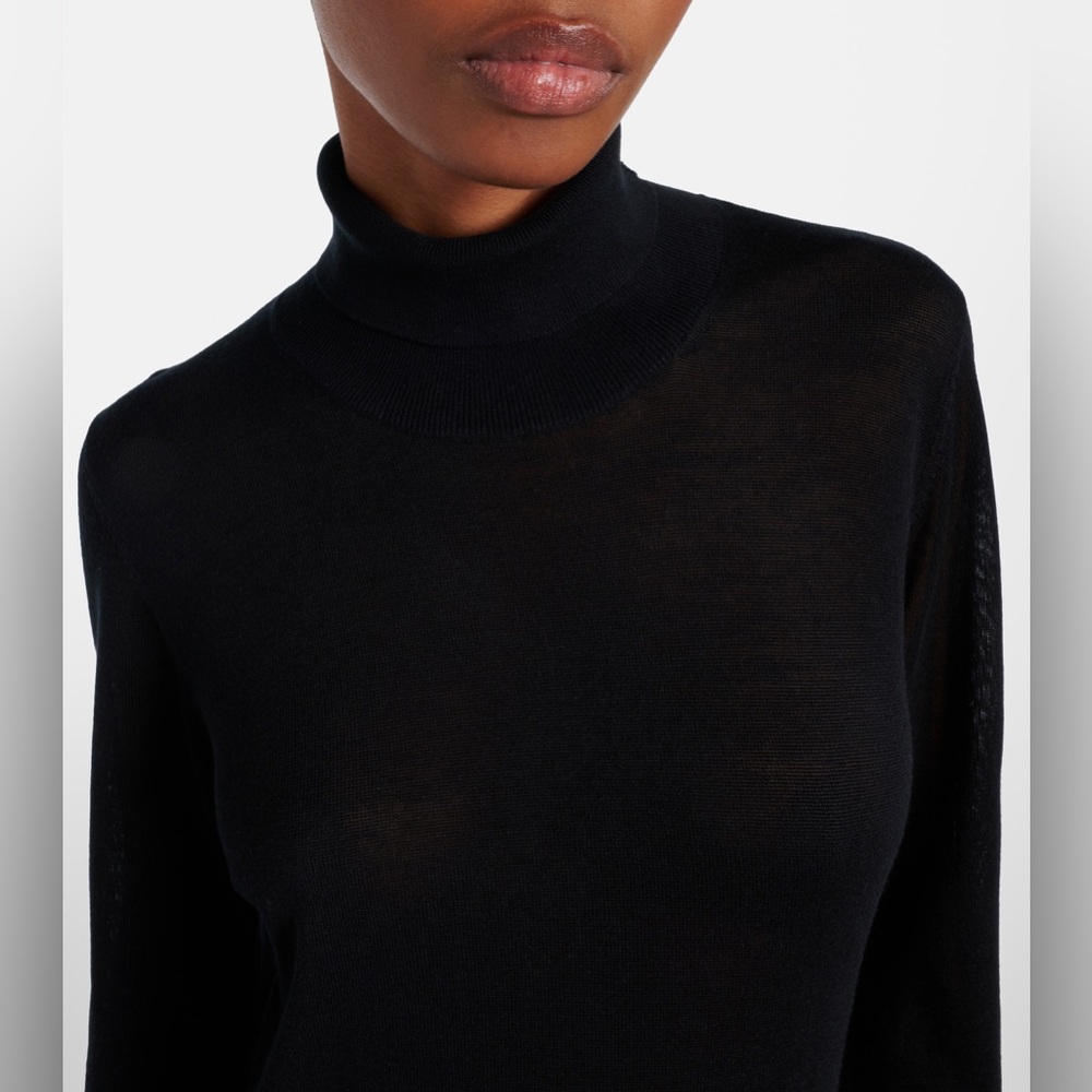 Toteme Cashmere Blend Slit Sleeve Turtleneck Knitted Maxi Dress Black Sz S - Picture 17 of 17